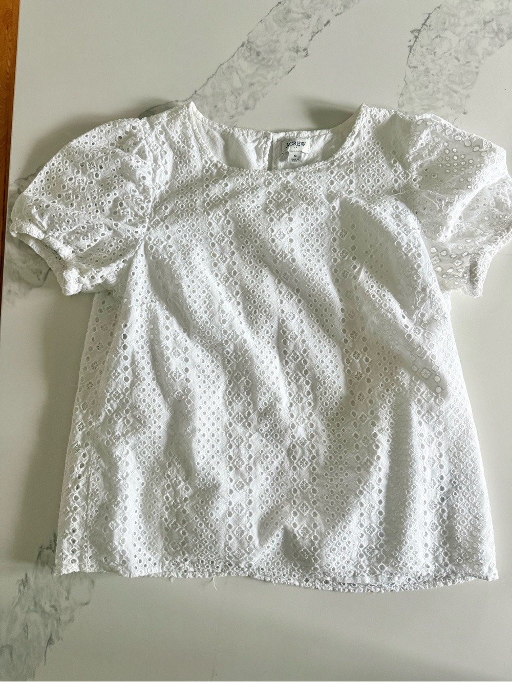 J. Crew' White Eyelet Puff-Sleeve Top size small